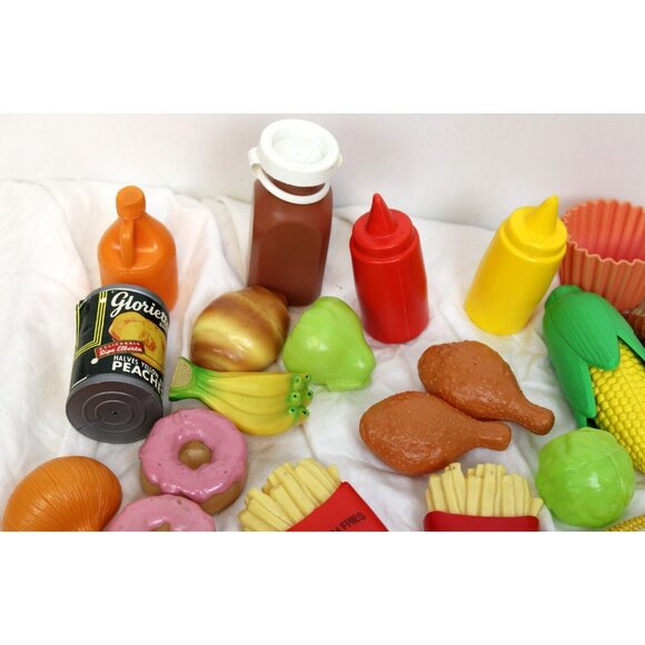 Plastic Play Food Lot Kitchen Fries Pizza Cutter Waffle Hot Dog Hamburger Fruit - Picture 9 of 16